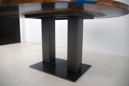 Round Epoxy Dining Table With Blue Resin 0059 4