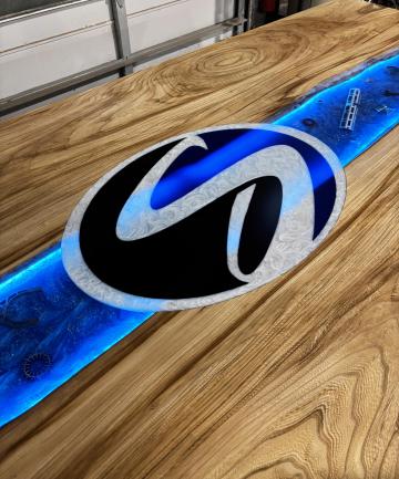 CNC Logo Boardroom Table With LED Lights 8