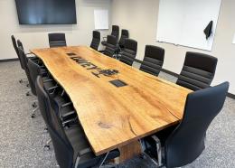 Live Edge Cherry Conference Table With CNC Logo 4
