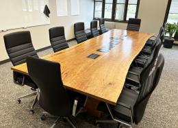 Live Edge Cherry Conference Table With CNC Logo 2
