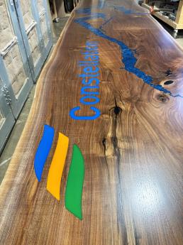 Live Edge Walnut Conference Table With Topography And C