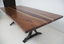 Walnut Dining Room Table With Copper & Black Epoxy Rive