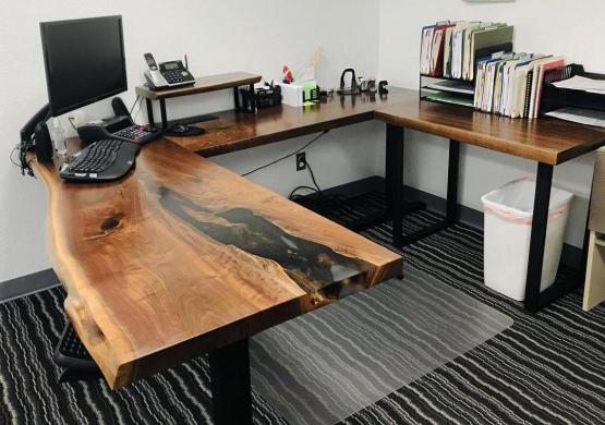 Live Edge Desk Walnut Computer Desk Metal Legs Slab Desk Modern Desk Custom  Desk Solid Wood Desk 