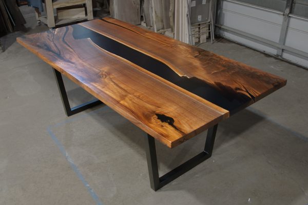 Walnut Dining Table With Translucent Epoxy - Image 2