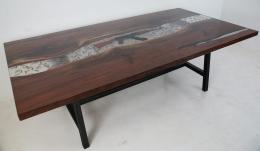 Conference Resin River Table With Embedded Firearm And