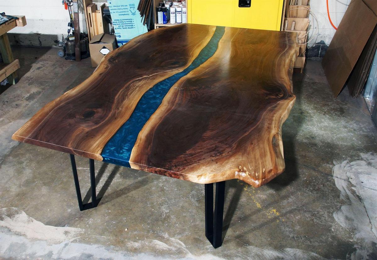 Backlit store epoxy table