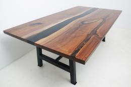 Black Walnut Conference Room Table With Black Epoxy Res