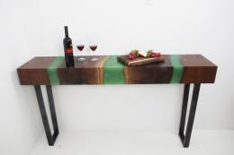 Large Green Epoxy Resin River Dining Table With Matchin