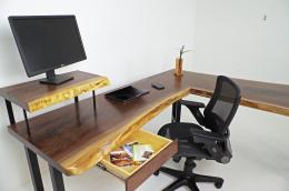 L Shaped Live Edge Walnut Wood Home Office Desk 2