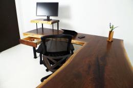 L Shaped Live Edge Walnut Wood Home Office Desk 4