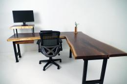 L Shaped Live Edge Walnut Wood Home Office Desk 1