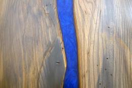 Hickory Dining Room Table With Blue Epoxy Resin River 2
