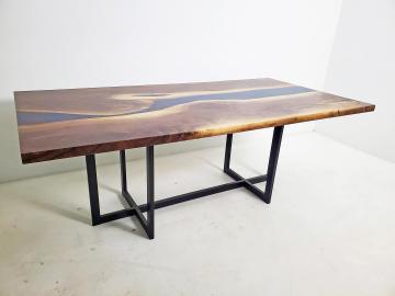 Blue Epoxy Resin River Dining Table