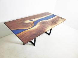 Blue Epoxy Resin River Dining Table 3