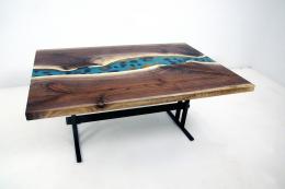 Walnut River Coffee Table With Rocks 5