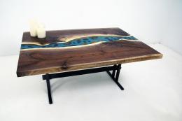 Walnut River Coffee Table With Rocks 2