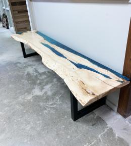 Turquoise Epoxy River Bench 5