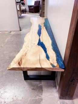 Turquoise Epoxy River Bench 1