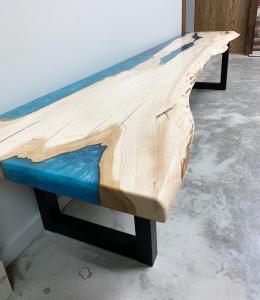 Turquoise Epoxy River Bench 3