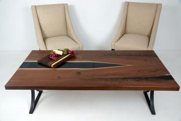 Walnut Coffee Table With Black River