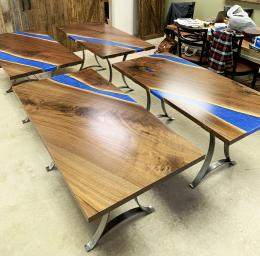 Modular Walnut River Conference Table Set 8