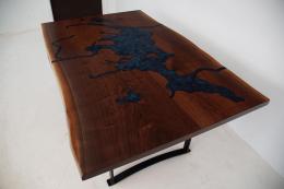 Topographical CNC Dining Table Of Lake Sunapee 2