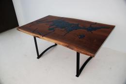 Topographical CNC Dining Table Of Lake Sunapee 1