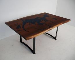 Topographical CNC Dining Table Of Lake Sunapee 4