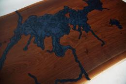Topographical CNC Dining Table Of Lake Sunapee 3
