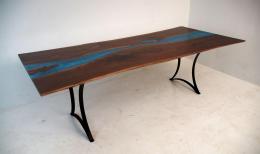 Walnut Live Edge Dining Table With Blue River 7