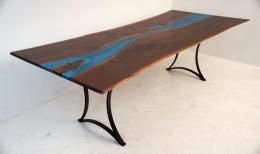 Walnut Live Edge Dining Table With Blue River 4