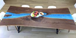 Walnut Live Edge Dining Table With Blue River