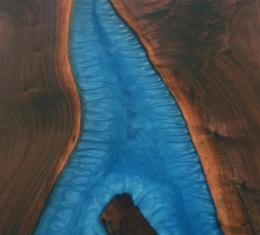 Walnut Live Edge Dining Table With Blue River 3