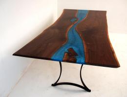 Walnut Live Edge Dining Table With Blue River 5