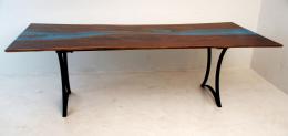 Walnut Live Edge Dining Table With Blue River 1