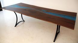 Walnut Live Edge Dining Table With Blue River 6