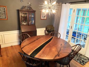 Round Walnut Black River Table