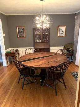 Round Walnut Black River Table 12