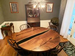 Round Walnut Black River Table 8