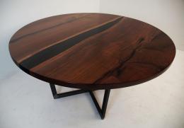 Round Walnut Black River Table 5