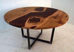 Round Dining Room Table With Red Epoxy Resin 2