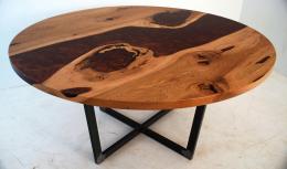 Round Dining Room Table With Red Epoxy Resin 4