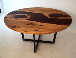 Round Dining Room Table With Red Epoxy Resin 3