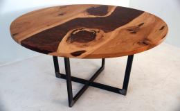 Round Dining Room Table With Red Epoxy Resin 6