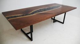 Large Conference Table With Embedded River Rocks 2