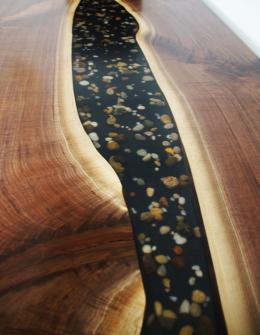Large Conference Table With Embedded River Rocks 5