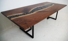 Large Conference Table With Embedded River Rocks 6