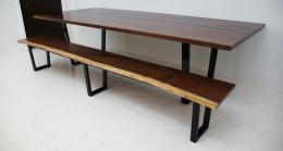 Matching Walnut Dining Room Table & Live Edge Bench 5