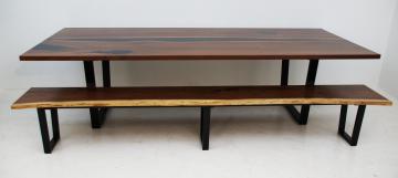 Matching Walnut Dining Room Table & Live Edge Bench 2