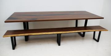 Matching Walnut Dining Room Table & Live Edge Bench 1